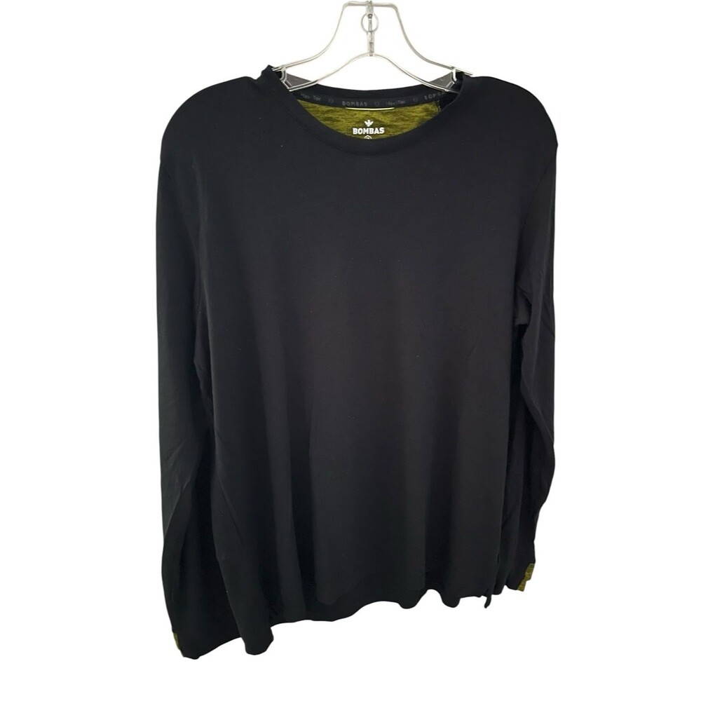 Bombas Merino Wool Tencel Hex Tec Performance Crew Pullover Black Long Sleeve M